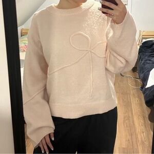 H&M Soft Pink Sweater with Bow Accent